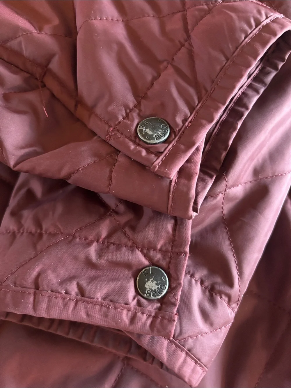 Polo Ralph Lauren Quilted Jacket Size L Riding Maroon Vtg Lined Polo Barn Jacket
